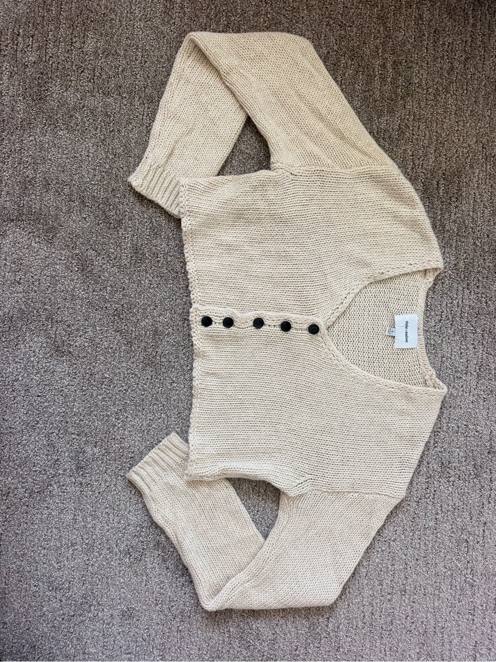 Cream Cropped Knit Cardigan